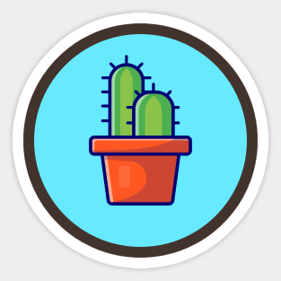 Cactus Plant Cartoon Vector Icon Illustration Sticker
